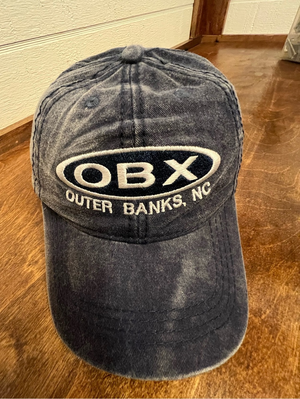 Outer Banks OBX N Carolina Adjustable Baseball Cap Blue Distressed Hat Cotton